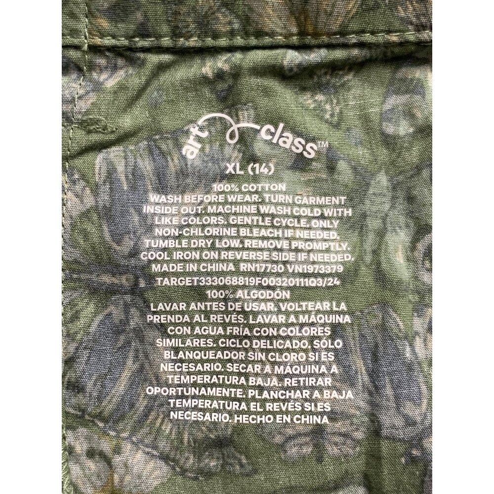 Art Class Junior Girls Cargo Pants Green Butterfly Pattern Pockets Size XL (14) - Picture 7 of 9